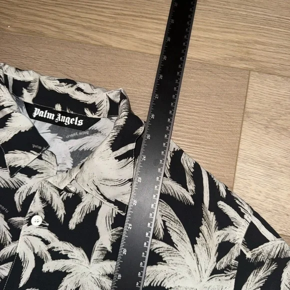 Palm Angels Palm Tree Print Black/White Button Down Shirt